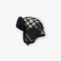 Check Wool Trapper Hat in Black - Men | Burberry® Official