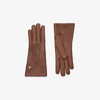 Leather Gloves in Deep earth brown - Women | Burberry® Official