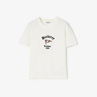 Check Flag Cotton T-shirt in Chalk - Women | Burberry® Official