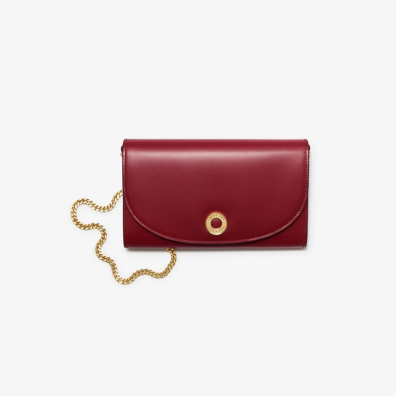 Leather Chain Strap Wallet in Antique red - Women | Burberry® Official