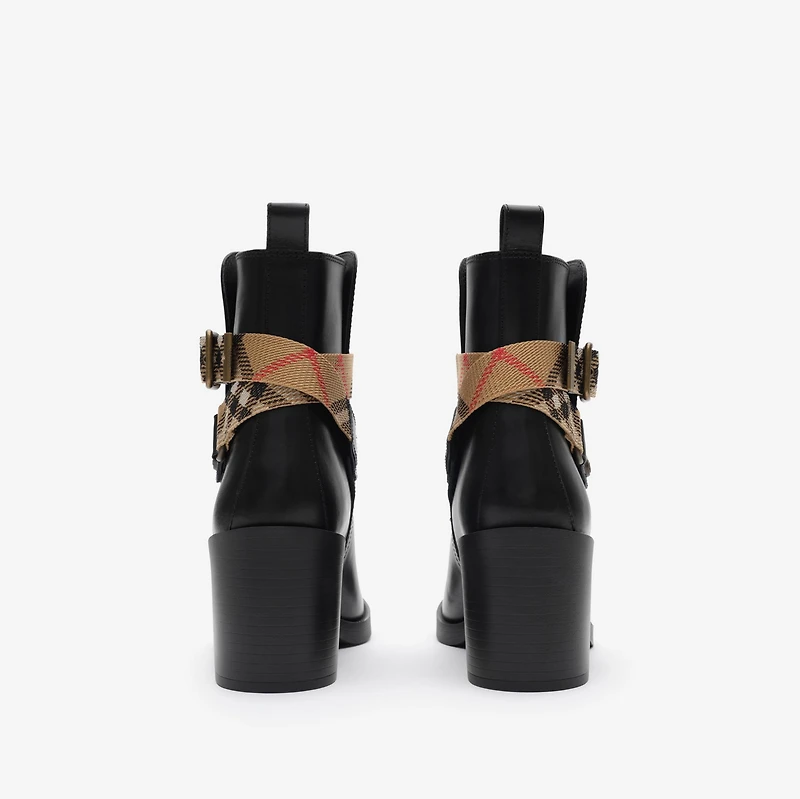 Leather Huntley Heel Boots in Black - Women | Burberry® Official
