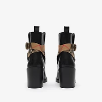Leather Huntley Heel Boots in Black - Women | Burberry® Official