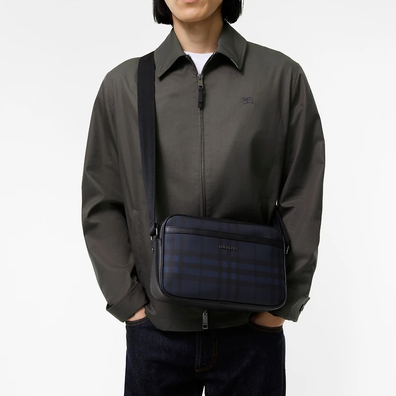 City Check Crossbody Bag in Navy - Men, Technical, Cotton | Burberry® Official