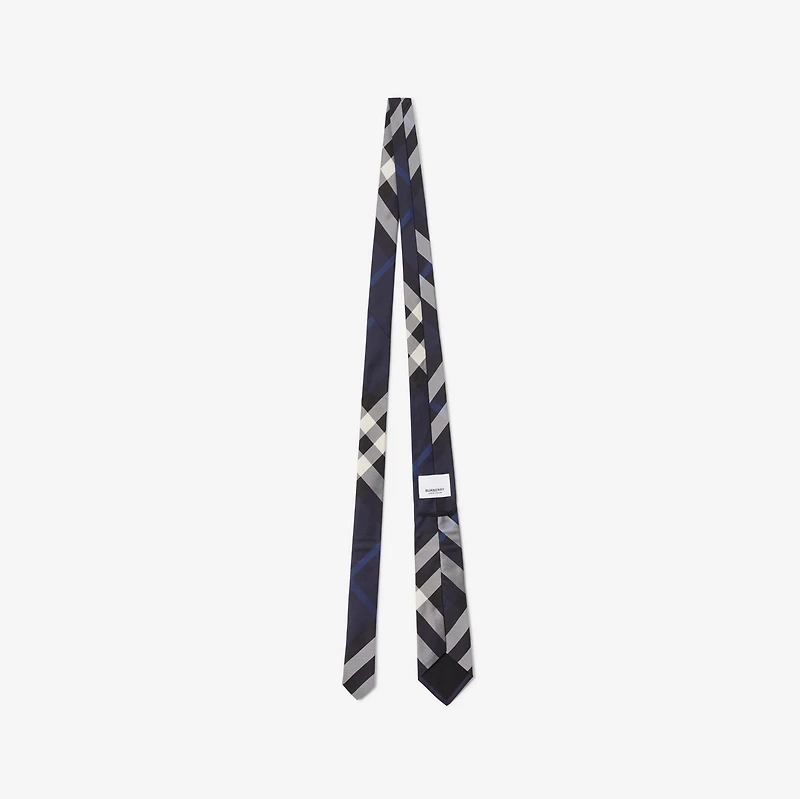Check Silk Tie in Navy Blue - Men | Burberry® Official