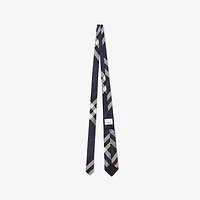 Check Silk Tie in Navy Blue - Men | Burberry® Official