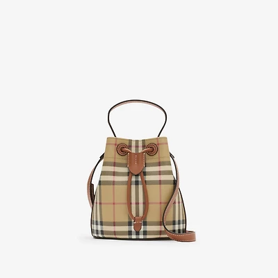 Mini Check Bucket Bag in Archive beige/briar brown - Women | Burberry® Official