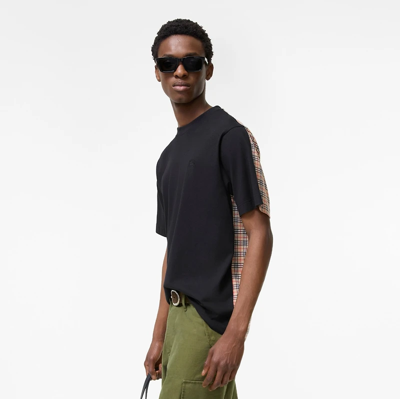 Check Cotton T-shirt in Black - Men | Burberry® Official