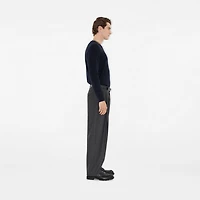Check Trim Wool Sweater in Navy - Men | Burberry® Official