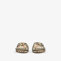 Check Cabana Slides in Sand - Women, Linen | Burberry® Official