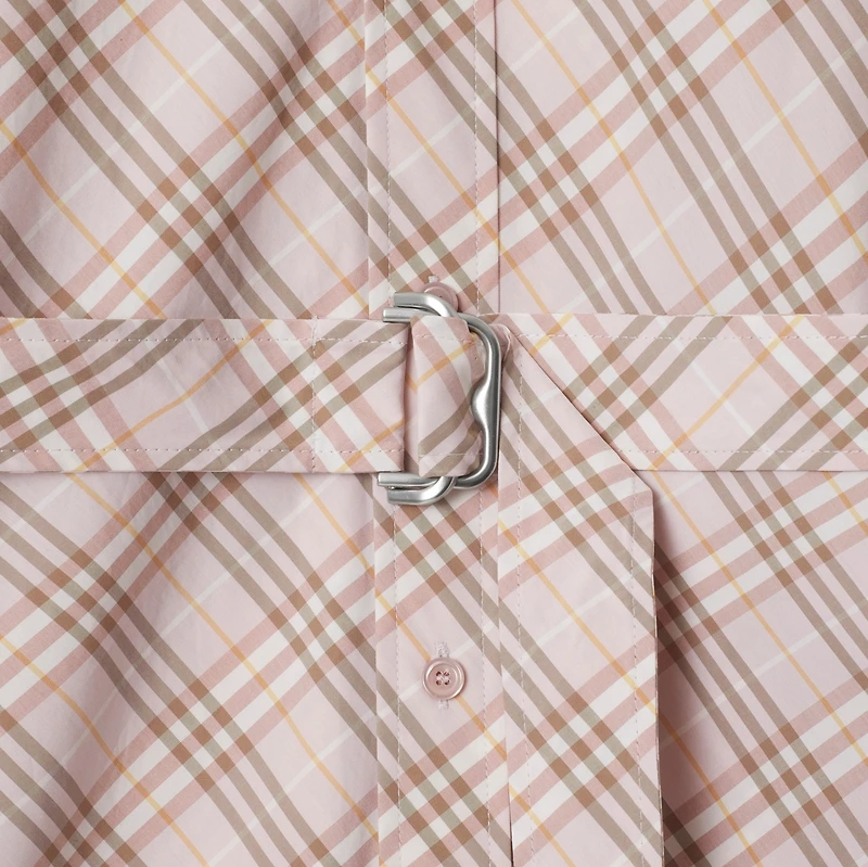 Check Cotton Shirt Dress in Floss pink - Women, Nylon | Burberry® Official