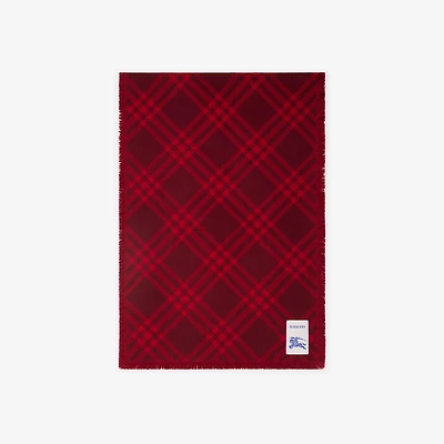Wide Check Wool Silk Scarf in Oxblood/pillar | Burberry® Official