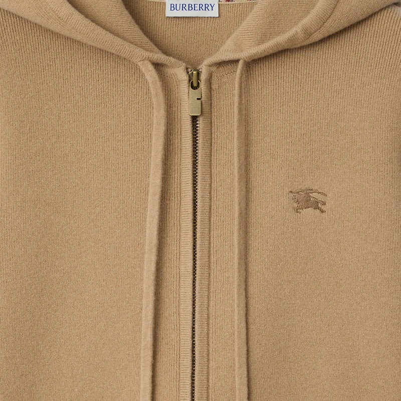 Cashmere Blend Zip Hoodie in Flax - Women | Burberry® Official