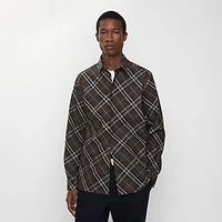 Relaxed Fit Check Cotton Shirt in Truffle brown - Men | Burberry® Official