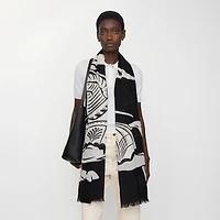 Wide EKD Wool Scarf in Black/calico | Burberry® Official