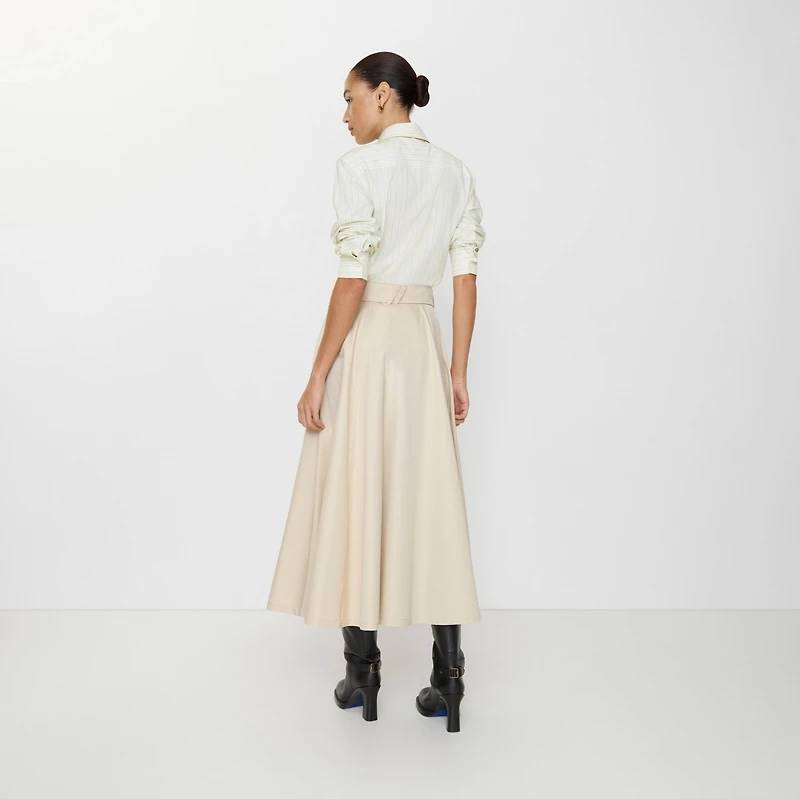 Gabardine Trench Midi Skirt in Clam beige - Women, Cotton | Burberry® Official