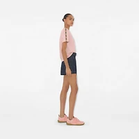 Check Trim Cotton T-shirt in Bouquet - Women | Burberry® Official