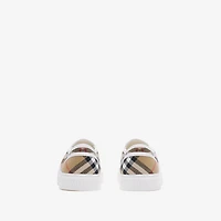 Check Cotton Slip-on Sneakers in Sand beige - Children | Burberry® Official