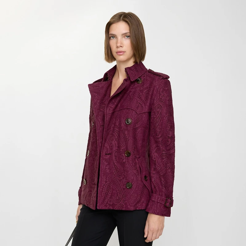 Short Paisley Lace Foxfield Trench Coat in Allium purple - Women | Burberry® Official