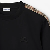 Check Trim Cotton T-shirt in Black - Men | Burberry® Official