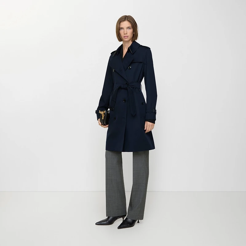 Mid-length Kensington Heritage Trench Coat in Coal blue - Women, Cotton Gabardine | Burberry® Official