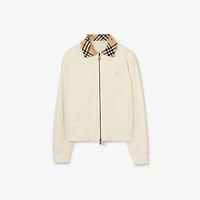 Cropped Tropical Gabardine Hayfield Harrington Jacket in Tundra white - Women | Burberry® Official