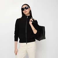 Check Patch Wool Cashmere Cardigan in Black - Women | Burberry® Official