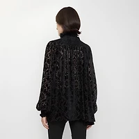 Baroque Silk Blend Velvet Blouse in Black - Women | Burberry® Official