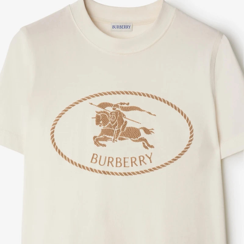 Knight Stamp Cotton T-shirt in Chalk - Women | Burberry® Official