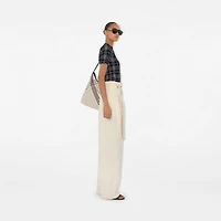 Gabardine Belted Trousers in Lunar - Women, Cotton | Burberry® Official