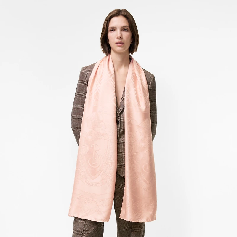 Floral Crest Silk Scarf in Compact pink | Burberry® Official