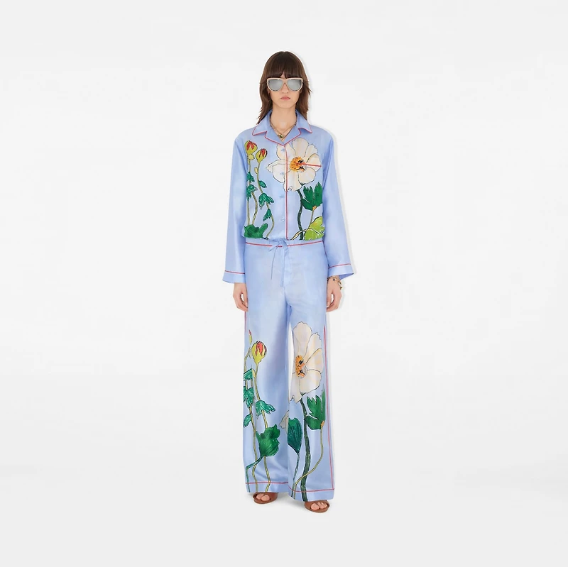 Highgrove Honeybee Silk Pyjama Trousers in Blue - Women | Burberry® Official