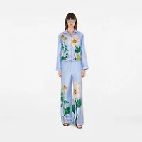 Highgrove Honeybee Silk Pyjama Trousers in Blue - Women | Burberry® Official