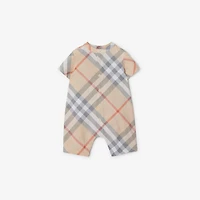 Check Cotton Two-piece Baby Gift Set in Pale stone - Children | Burberry® Official