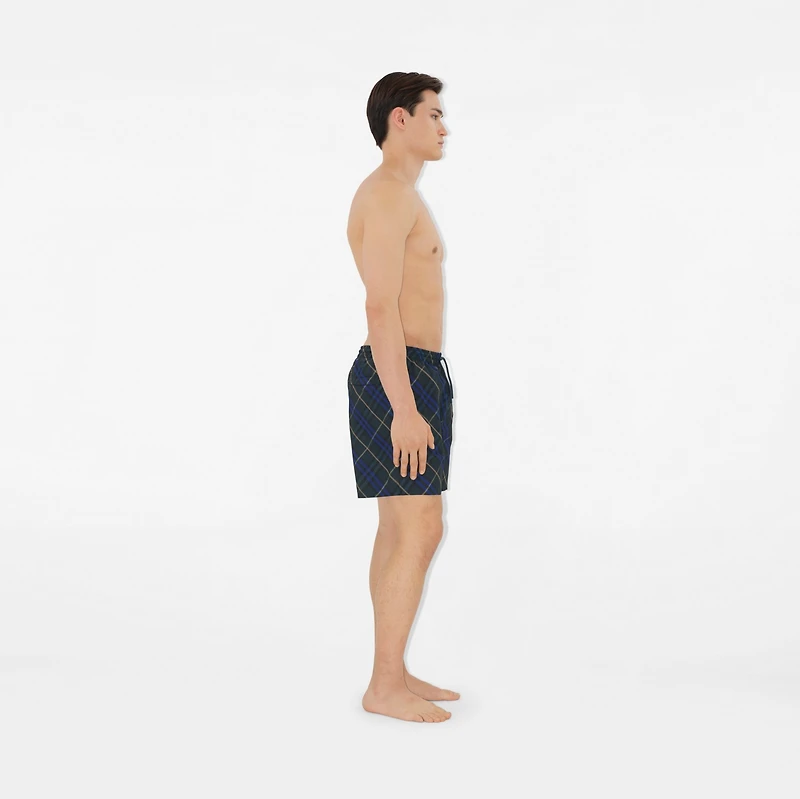 Check Swim Shorts in Midnight - Men, Nylon | Burberry® Official