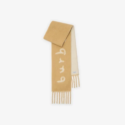 Reversible Logo Alpaca Wool Blend Scarf in Sand | Burberry® Official