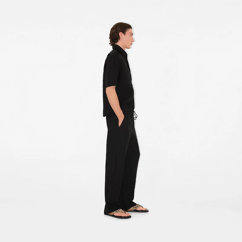 Linen Trousers in Black - Men | Burberry® Official