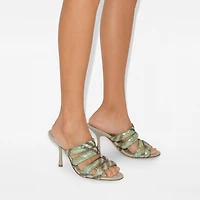 Check Mesh Mews Strap Mules​ in Artichoke - Women | Burberry® Official