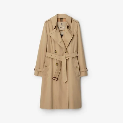 Long Kensington Heritage Trench Coat in Honey - Women, Cotton Gabardine | Burberry® Official