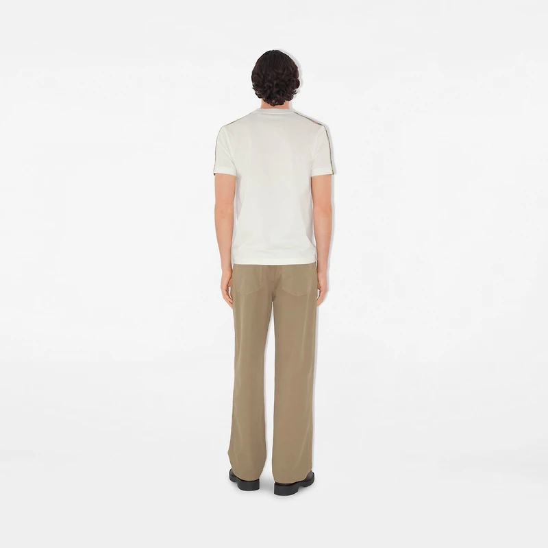 Check Trim Cotton T-shirt in Chalk white - Men | Burberry® Official