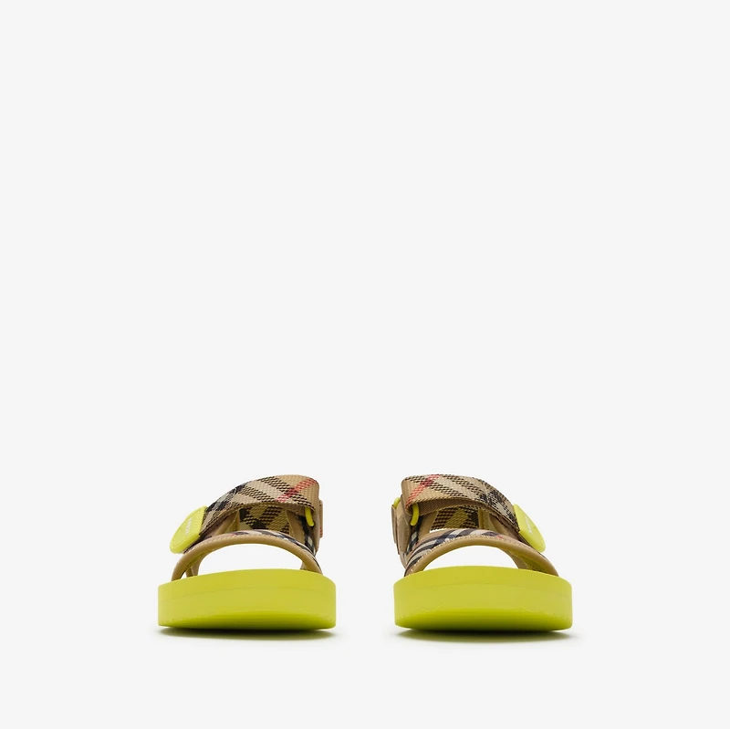 Check Sandals in Sand beige/green