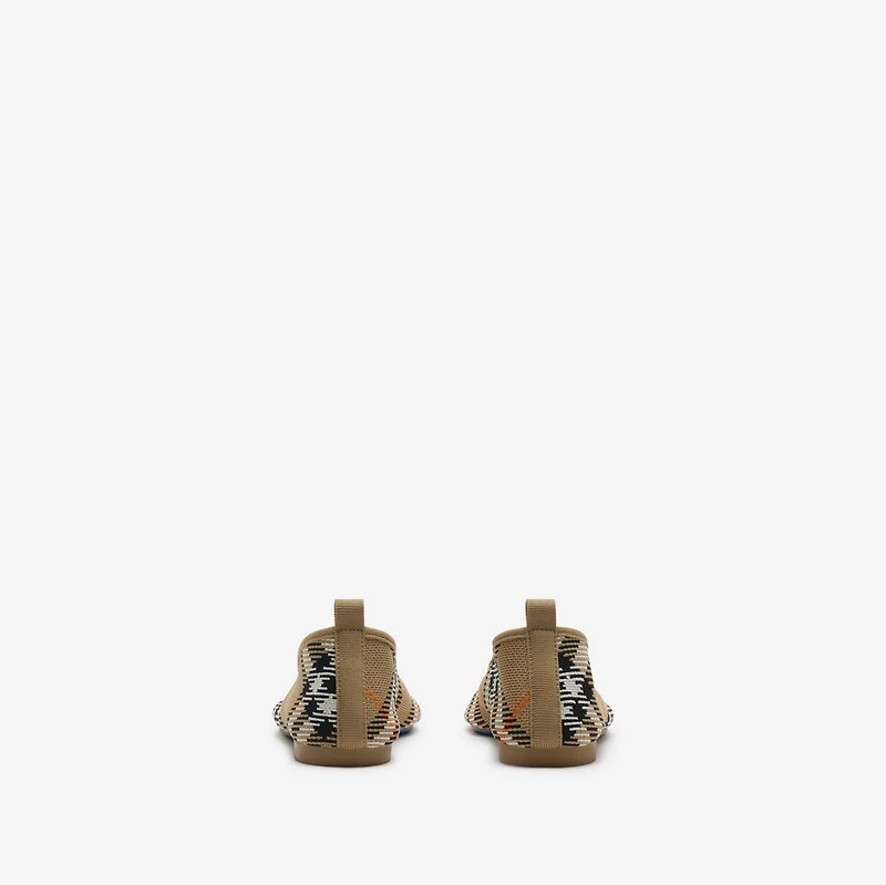 Check Knit Baby Ballerinas in Sand - Women | Burberry® Official