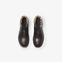 Leather Rogue Combat Boots in Log brown - Men | Burberry® Official