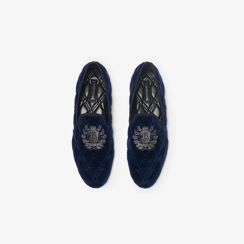 Quilted Velvet Estate Slippers in Silhouette blue - Men | Burberry® Official