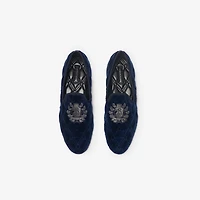 Quilted Velvet Estate Slippers in Silhouette blue - Men | Burberry® Official