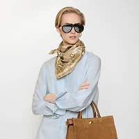 Belt Check Silk Scarf in Finch beige | Burberry® Official