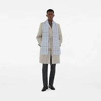Wide Check Wool Scarf in Mist | Burberry® Official
