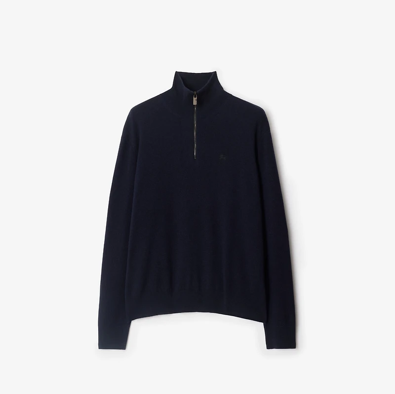 Cashmere Blend Half-zip Sweater in Navy - Men | Burberry® Official