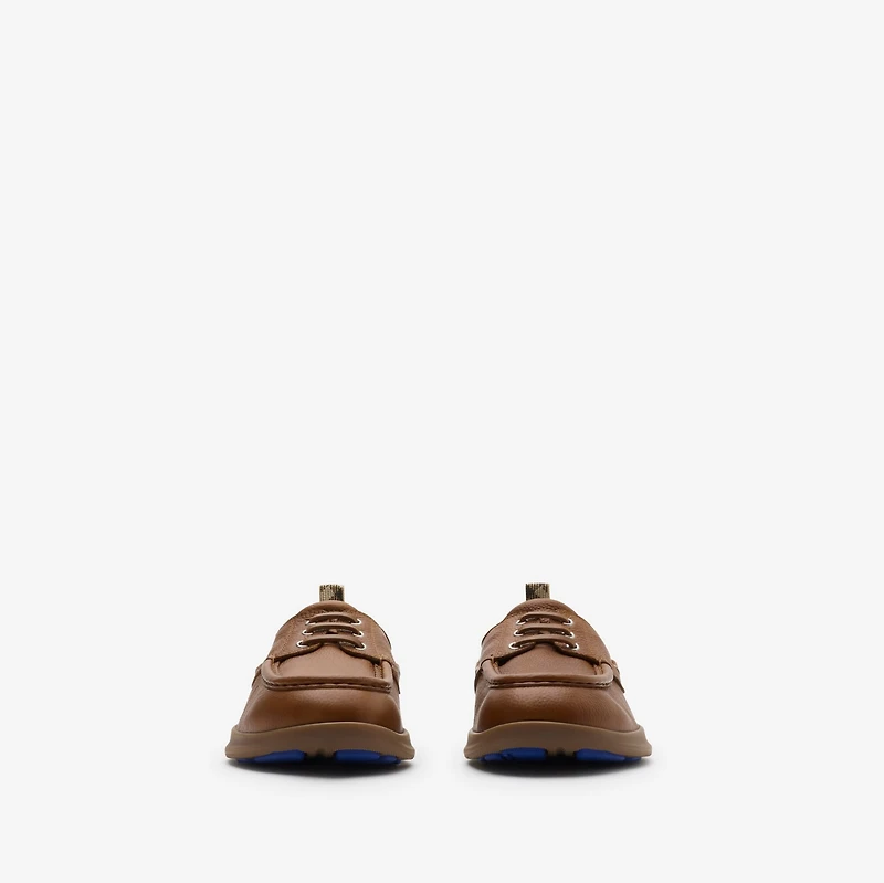 Leather Decker Boat Shoes in Pinecone - Men | Burberry® Official