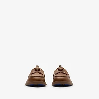 Leather Decker Boat Shoes in Pinecone - Men | Burberry® Official