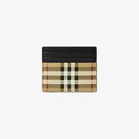 Tall Check Card Case in Archive beige - Men, Canvas | Burberry® Official
